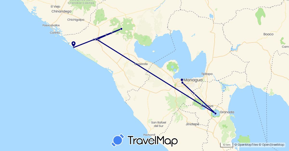 TravelMap itinerary: driving in Nicaragua (North America)